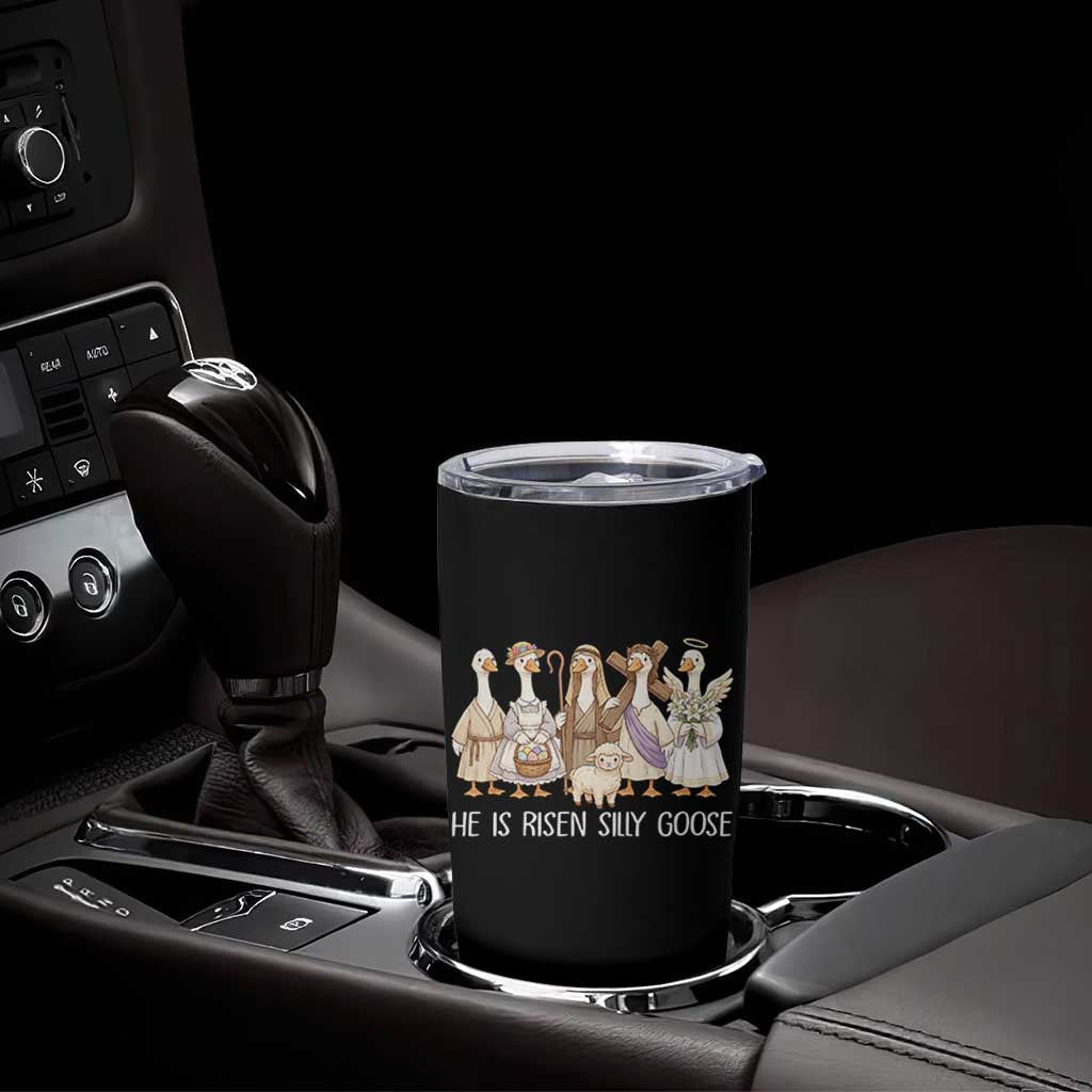 Funny Christian Easter He Is Risen Silly Goose Tumbler Cup Cute Faith-Based Geese Parody Gift with Jesus