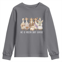 Funny Christian Easter He Is Risen Silly Goose Youth Sweatshirt Cute Faith-Based Geese Parody Gift with Jesus