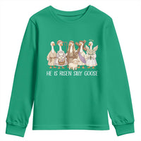 Funny Christian Easter He Is Risen Silly Goose Youth Sweatshirt Cute Faith-Based Geese Parody Gift with Jesus