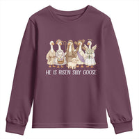 Funny Christian Easter He Is Risen Silly Goose Youth Sweatshirt Cute Faith-Based Geese Parody Gift with Jesus