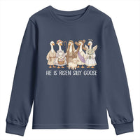 Funny Christian Easter He Is Risen Silly Goose Youth Sweatshirt Cute Faith-Based Geese Parody Gift with Jesus
