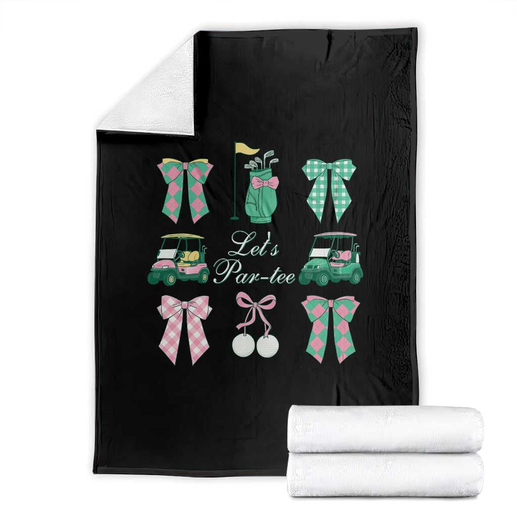 Lets Par-tee Coquette Golf Bows Throw Blanket Preppy Pink and Green Golf Cart n Bag Golfing Lover Club