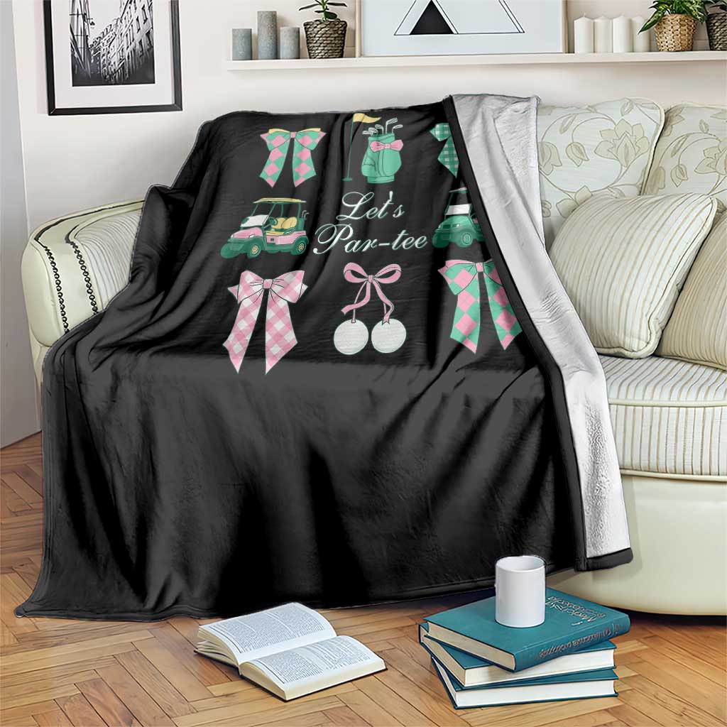 Lets Par-tee Coquette Golf Bows Throw Blanket Preppy Pink and Green Golf Cart n Bag Golfing Lover Club