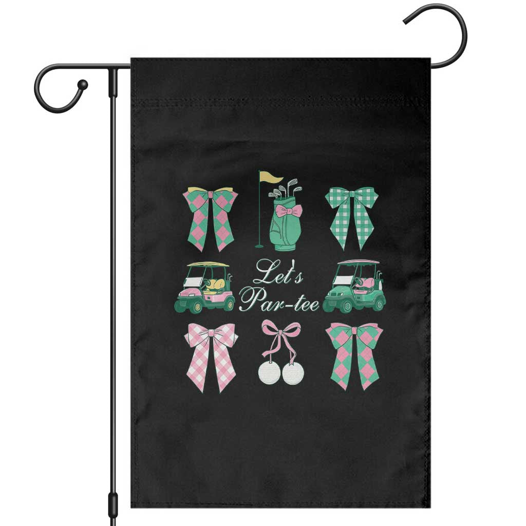 Lets Par-tee Coquette Golf Bows Garden Flag Preppy Pink and Green Golf Cart n Bag Golfing Lover Club