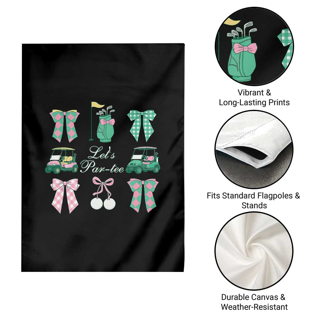 Lets Par-tee Coquette Golf Bows Garden Flag Preppy Pink and Green Golf Cart n Bag Golfing Lover Club