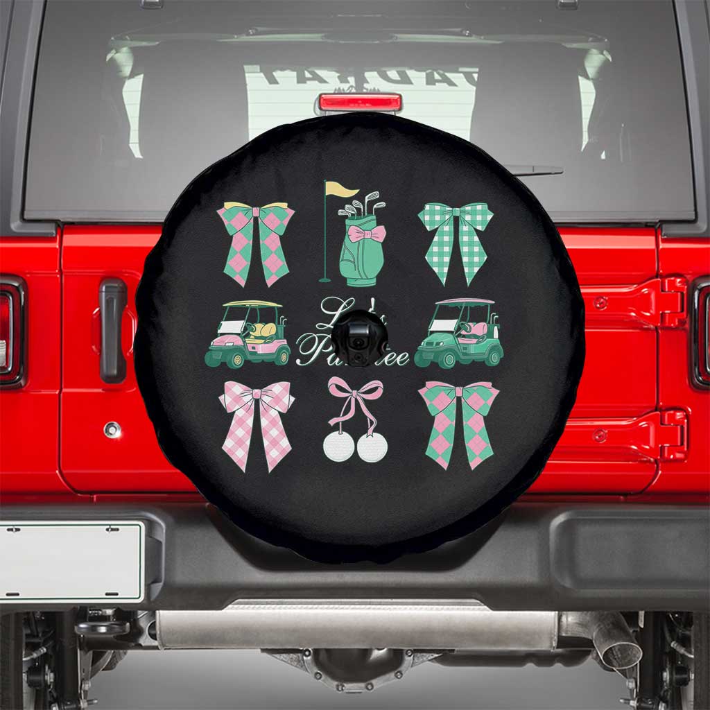Lets Par-tee Coquette Golf Bows Spare Tire Cover Preppy Pink and Green Golf Cart n Bag Golfing Lover Club