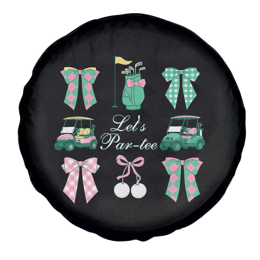 Lets Par-tee Coquette Golf Bows Spare Tire Cover Preppy Pink and Green Golf Cart n Bag Golfing Lover Club