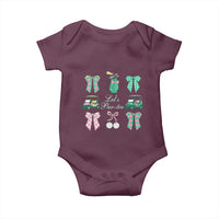 Lets Par-tee Coquette Golf Bows Baby Onesie Preppy Pink and Green Golf Cart n Bag Golfing Lover Club
