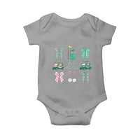 Lets Par-tee Coquette Golf Bows Baby Onesie Preppy Pink and Green Golf Cart n Bag Golfing Lover Club