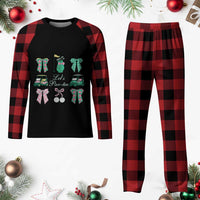 Lets Par-tee Coquette Golf Bows Plaid Pajama Set Preppy Pink and Green Golf Cart n Bag Golfing Lover Club