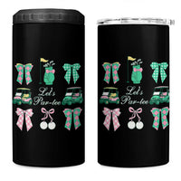 Lets Par-tee Coquette Golf Bows 4 in 1 Can Cooler Tumbler Preppy Pink and Green Golf Cart n Bag Golfing Lover Club