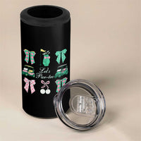 Lets Par-tee Coquette Golf Bows 4 in 1 Can Cooler Tumbler Preppy Pink and Green Golf Cart n Bag Golfing Lover Club