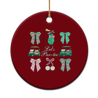 Lets Par-tee Coquette Golf Bows Ceramic Ornament Preppy Pink and Green Golf Cart n Bag Golfing Lover Club