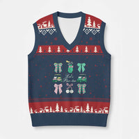 Lets Par-tee Coquette Golf Bows V-Neck Knit Sweater Vest Preppy Pink and Green Golf Cart n Bag Golfing Lover Club