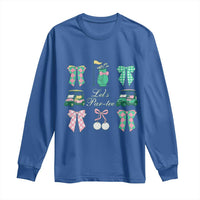 Lets Par-tee Coquette Golf Bows Long Sleeve Shirt Preppy Pink and Green Golf Cart n Bag Golfing Lover Club