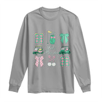Lets Par-tee Coquette Golf Bows Long Sleeve Shirt Preppy Pink and Green Golf Cart n Bag Golfing Lover Club