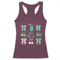 Lets Par-tee Coquette Golf Bows Racerback Tank Top Preppy Pink and Green Golf Cart n Bag Golfing Lover Club