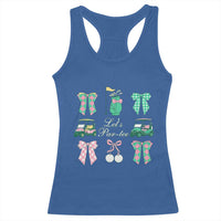 Lets Par-tee Coquette Golf Bows Racerback Tank Top Preppy Pink and Green Golf Cart n Bag Golfing Lover Club