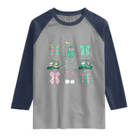 Lets Par-tee Coquette Golf Bows Raglan Shirt Preppy Pink and Green Golf Cart n Bag Golfing Lover Club