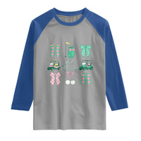 Lets Par-tee Coquette Golf Bows Raglan Shirt Preppy Pink and Green Golf Cart n Bag Golfing Lover Club
