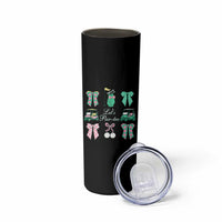 Lets Par-tee Coquette Golf Bows Skinny Tumbler Preppy Pink and Green Golf Cart n Bag Golfing Lover Club