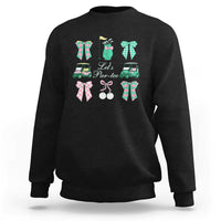 Lets Par-tee Coquette Golf Bows Sweatshirt Preppy Pink and Green Golf Cart n Bag Golfing Lover Club