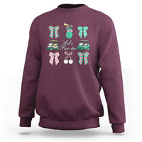 Lets Par-tee Coquette Golf Bows Sweatshirt Preppy Pink and Green Golf Cart n Bag Golfing Lover Club