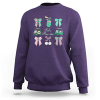 Lets Par-tee Coquette Golf Bows Sweatshirt Preppy Pink and Green Golf Cart n Bag Golfing Lover Club