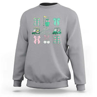 Lets Par-tee Coquette Golf Bows Sweatshirt Preppy Pink and Green Golf Cart n Bag Golfing Lover Club