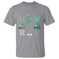 Lets Par-tee Coquette Golf Bows T Shirt Preppy Pink and Green Golf Cart n Bag Golfing Lover Club