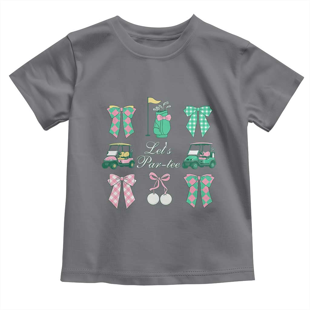 Lets Par-tee Coquette Golf Bows Toddler T Shirt Preppy Pink and Green Golf Cart n Bag Golfing Lover Club