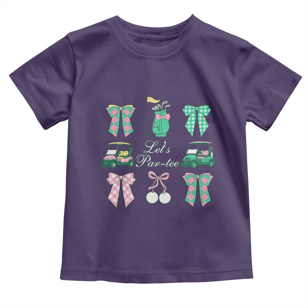 Lets Par-tee Coquette Golf Bows Toddler T Shirt Preppy Pink and Green Golf Cart n Bag Golfing Lover Club