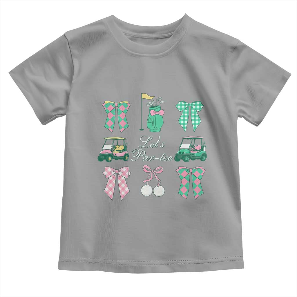Lets Par-tee Coquette Golf Bows Toddler T Shirt Preppy Pink and Green Golf Cart n Bag Golfing Lover Club