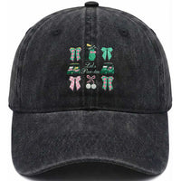 Lets Par-tee Coquette Golf Bows Washed Cotton Baseball Cap Preppy Pink and Green Golf Cart n Bag Golfing Lover Club