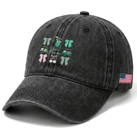 Lets Par-tee Coquette Golf Bows Washed Cotton Baseball Cap Preppy Pink and Green Golf Cart n Bag Golfing Lover Club