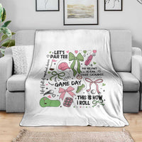 Lets Par-tee Coquette Golf Bows Throw Blanket Pink and Green Gear Girls Game Day Golfing Tradition