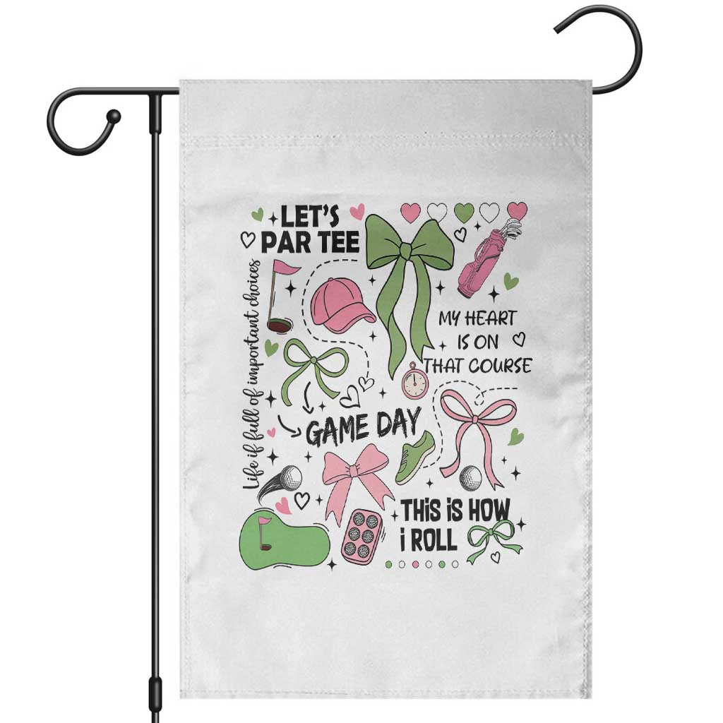 Lets Par-tee Coquette Golf Bows Garden Flag Pink and Green Gear Girls Game Day Golfing Tradition