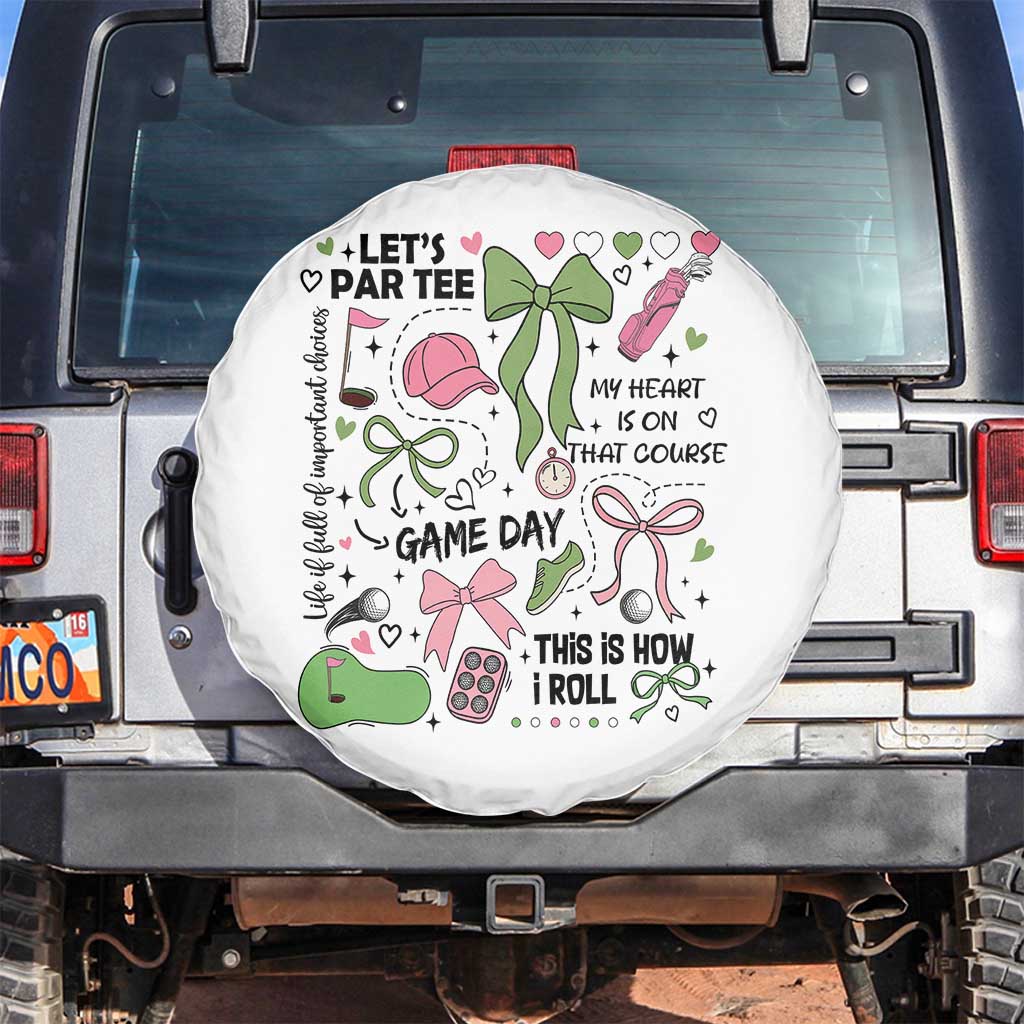 Lets Par-tee Coquette Golf Bows Spare Tire Cover Pink and Green Gear Girls Game Day Golfing Tradition