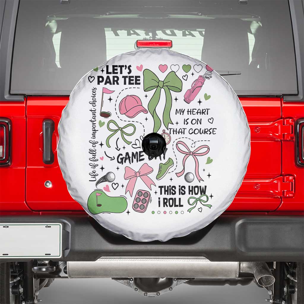 Lets Par-tee Coquette Golf Bows Spare Tire Cover Pink and Green Gear Girls Game Day Golfing Tradition