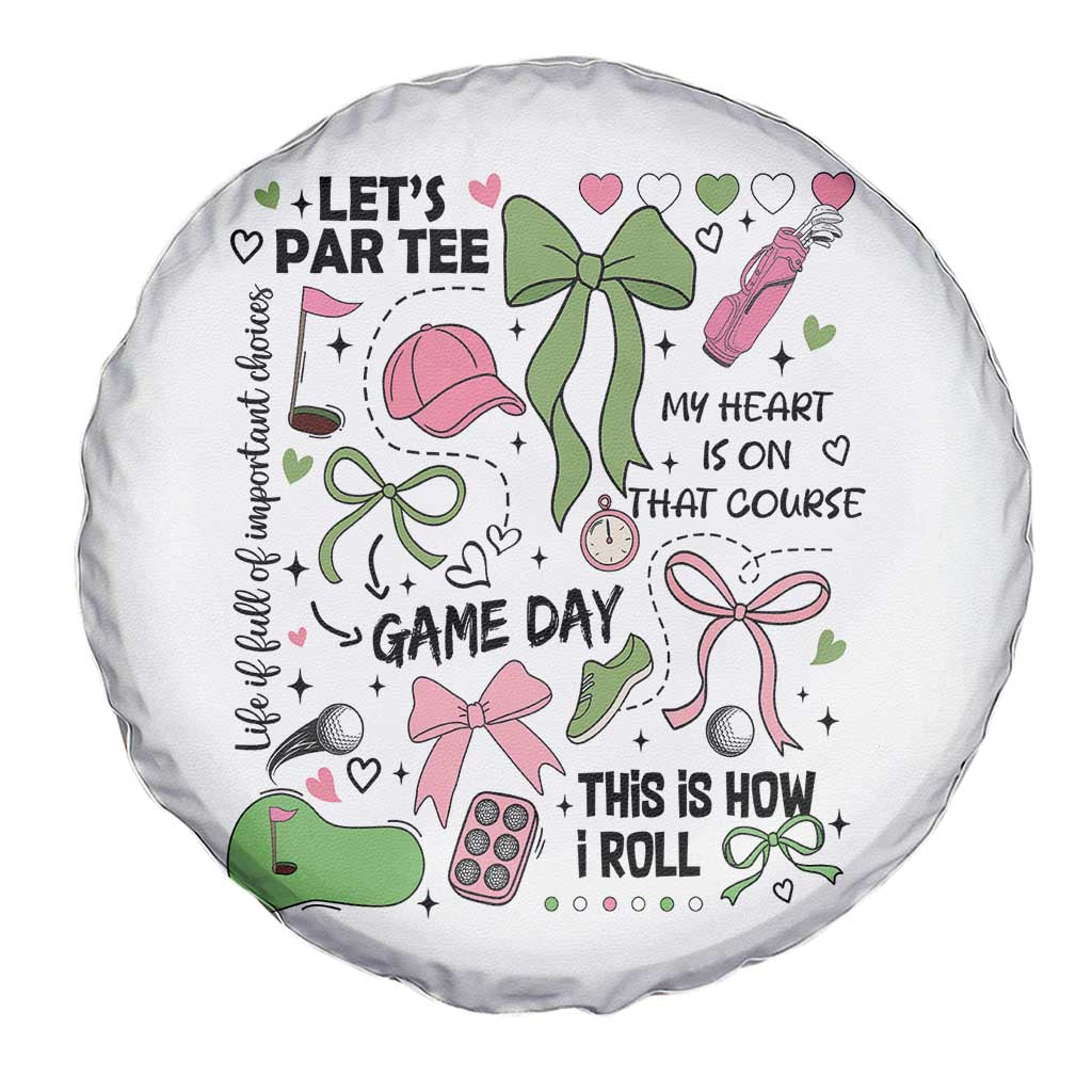 Lets Par-tee Coquette Golf Bows Spare Tire Cover Pink and Green Gear Girls Game Day Golfing Tradition
