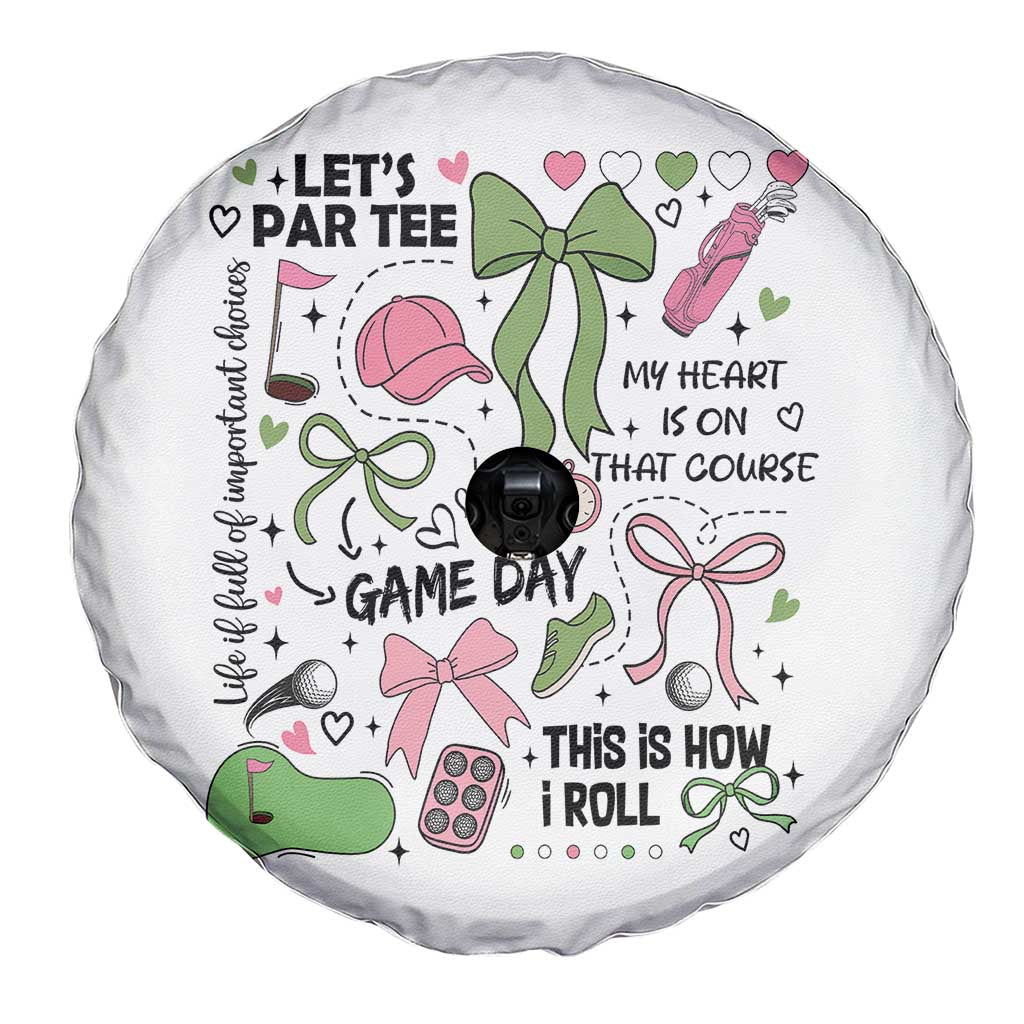 Lets Par-tee Coquette Golf Bows Spare Tire Cover Pink and Green Gear Girls Game Day Golfing Tradition