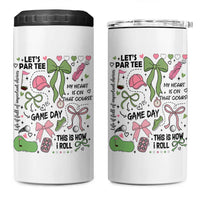 Lets Par-tee Coquette Golf Bows 4 in 1 Can Cooler Tumbler Pink and Green Gear Girls Game Day Golfing Tradition