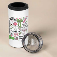 Lets Par-tee Coquette Golf Bows 4 in 1 Can Cooler Tumbler Pink and Green Gear Girls Game Day Golfing Tradition