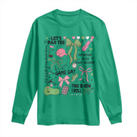 Lets Par-tee Coquette Golf Bows Long Sleeve Shirt Pink and Green Gear Girls Game Day Golfing Tradition