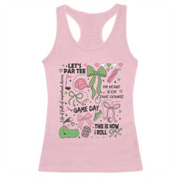 Lets Par-tee Coquette Golf Bows Racerback Tank Top Pink and Green Gear Girls Game Day Golfing Tradition