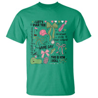 Lets Par-tee Coquette Golf Bows T Shirt Pink and Green Gear Girls Game Day Golfing Tradition