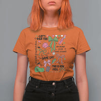 Lets Par-tee Coquette Golf Bows T Shirt For Women Pink and Green Gear Girls Game Day Golfing Tradition