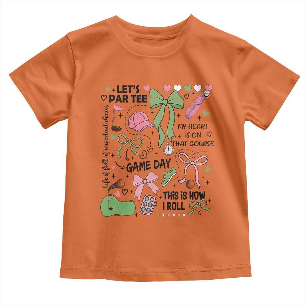 Lets Par-tee Coquette Golf Bows Toddler T Shirt Pink and Green Gear Girls Game Day Golfing Tradition