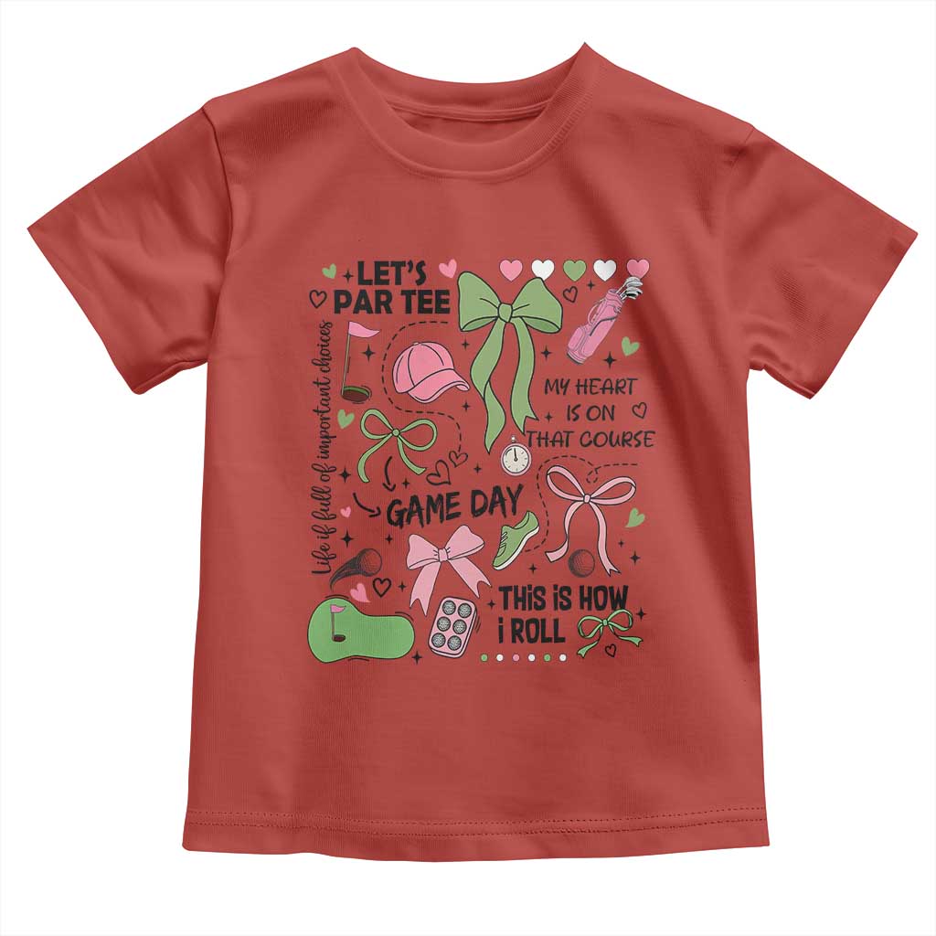 Lets Par-tee Coquette Golf Bows Toddler T Shirt Pink and Green Gear Girls Game Day Golfing Tradition