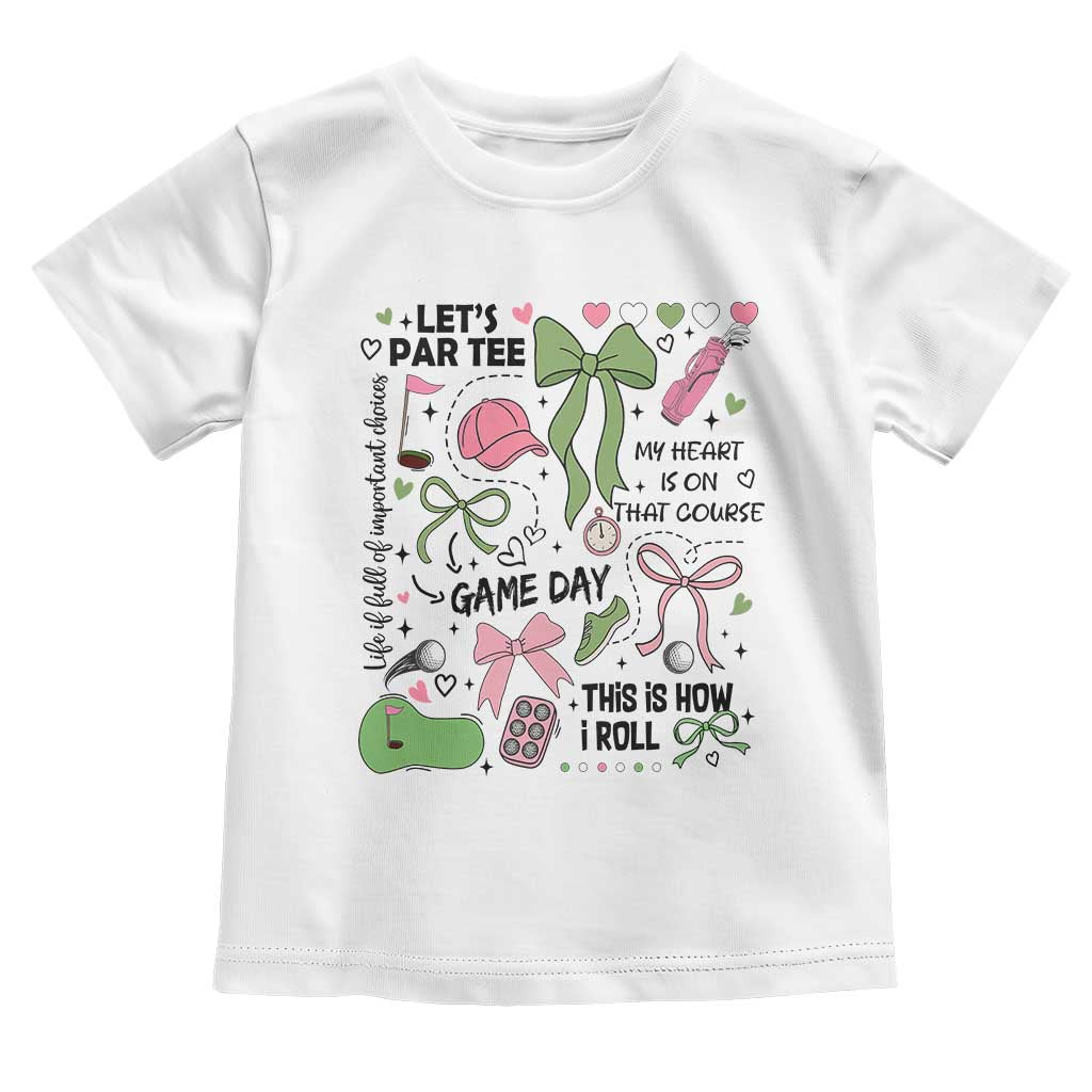 Lets Par-tee Coquette Golf Bows Toddler T Shirt Pink and Green Gear Girls Game Day Golfing Tradition